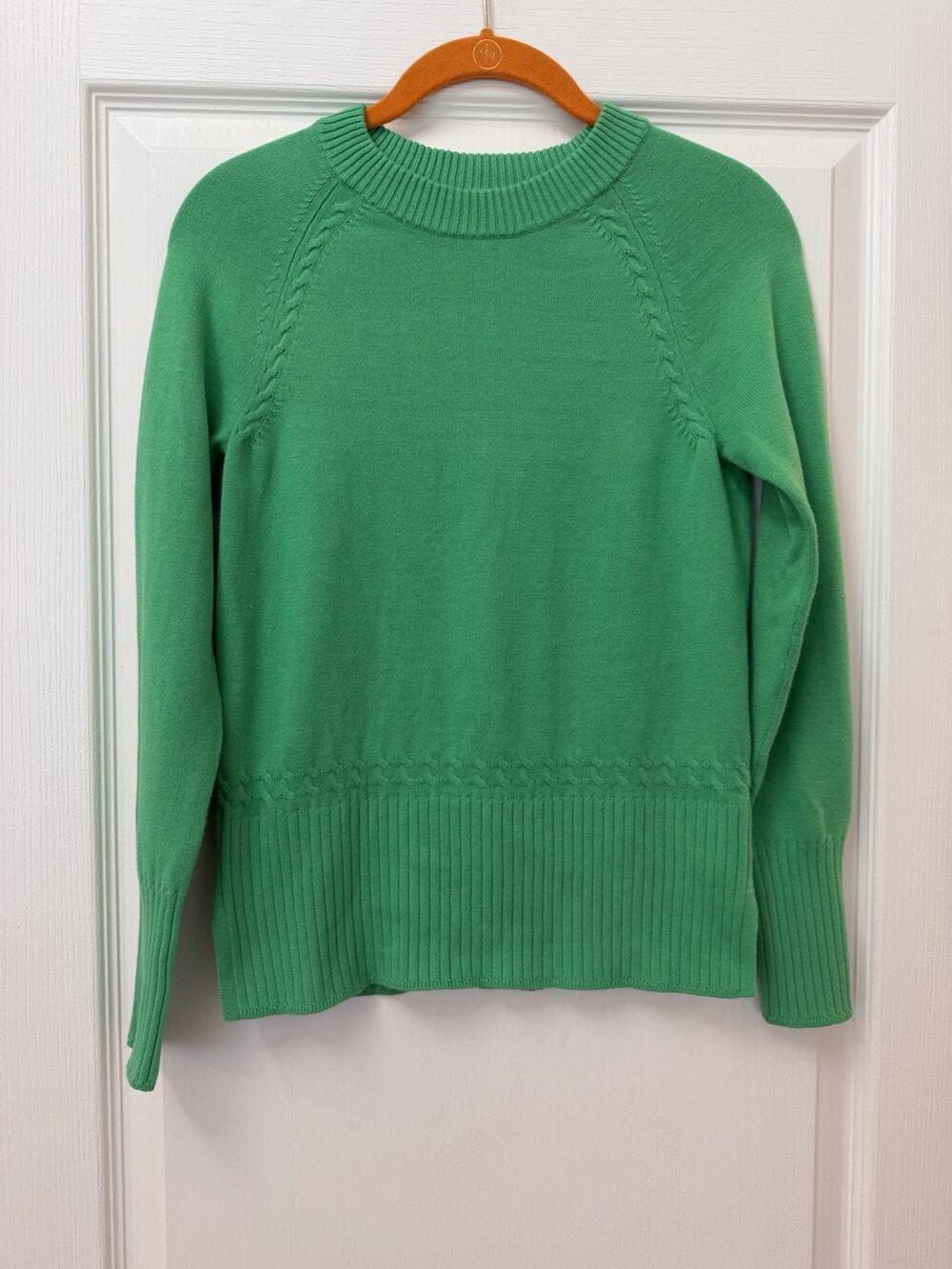Lilly Pulitzer XXS Green Cotton Viscose Knit Crewneck Raglan Pullover Sweater